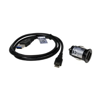 Cable USB y Cargador coche para Crosscall Core-T4, USB-C 3.0, 2100mA