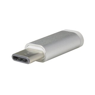 Adapter from Micro-USB 2.0 to USB type C (USB-C), silver, compatible with Blackview