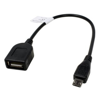 OTG adapter cable compatible with BQ Mobile, Micro USB to USB, ca. 15cm
