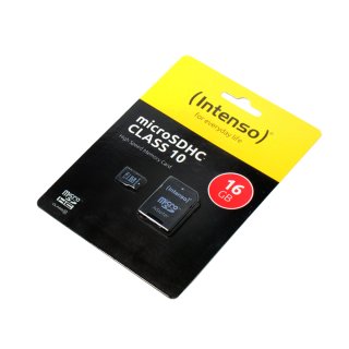 Scheda di memoria da 16GB Intenso, Classe 10, microSDHC compatibile con Clust