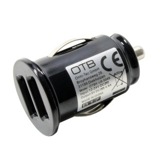 Car charger compatible with BlackBerry, Dual USB, 2x2400mA, Auto-ID