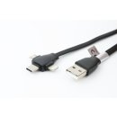 USB Datenkabel 3in1, Flachbandkabel, ca. 1 Meter, USB 3.1, USB-C, Micro-USB, 8polig